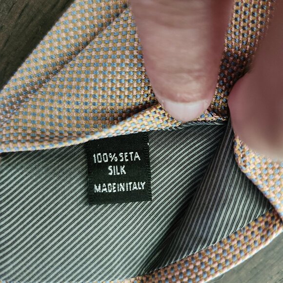 LUIGI BORRELLI Microdot Necktie - Salmon and Light Blue - Picture 4 of 4